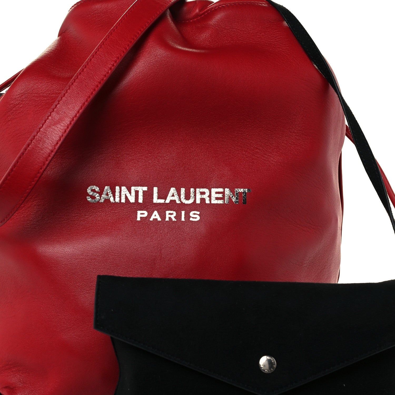 Saint Laurent Lambskin Teddy Drawstring Bag Eros Red 9 of 11