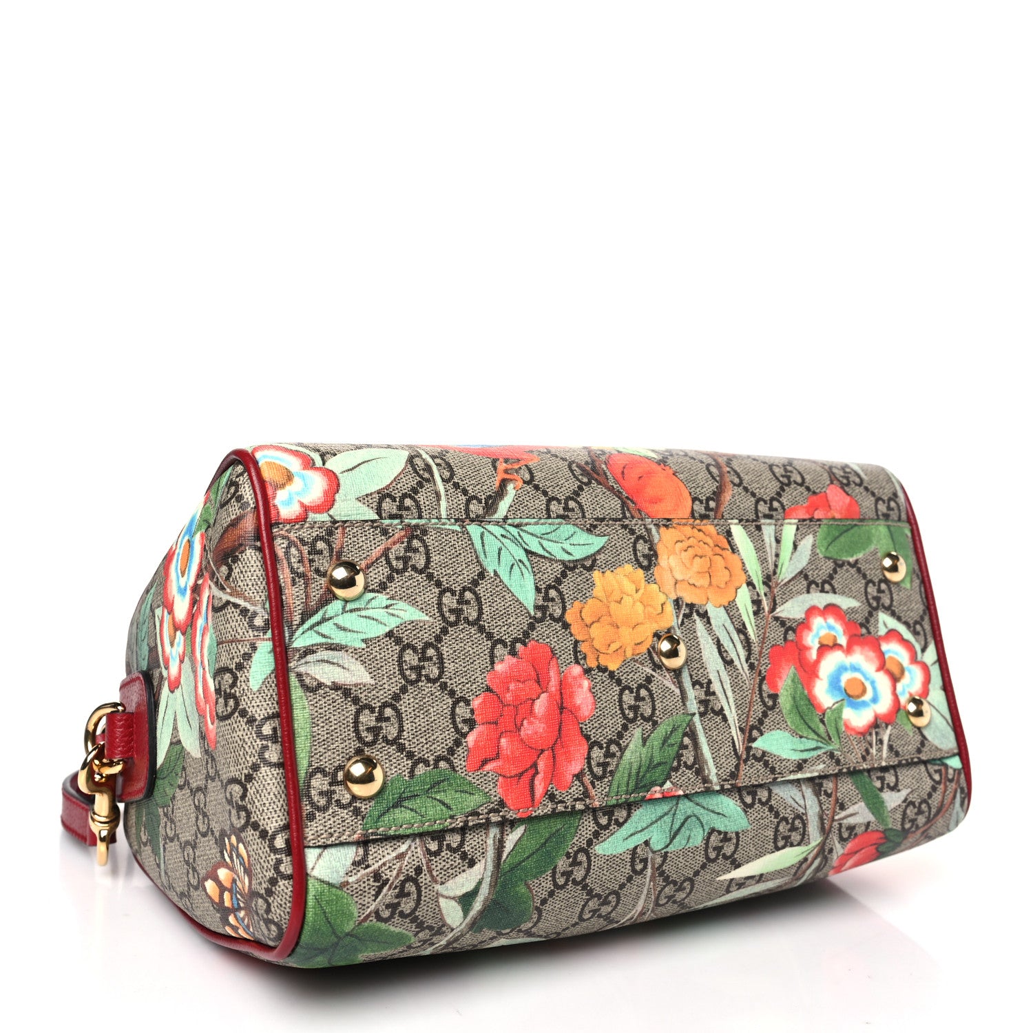 Gucci GG Supreme Monogram Tian Small Boston Beige Multicolor Red 4 of 10