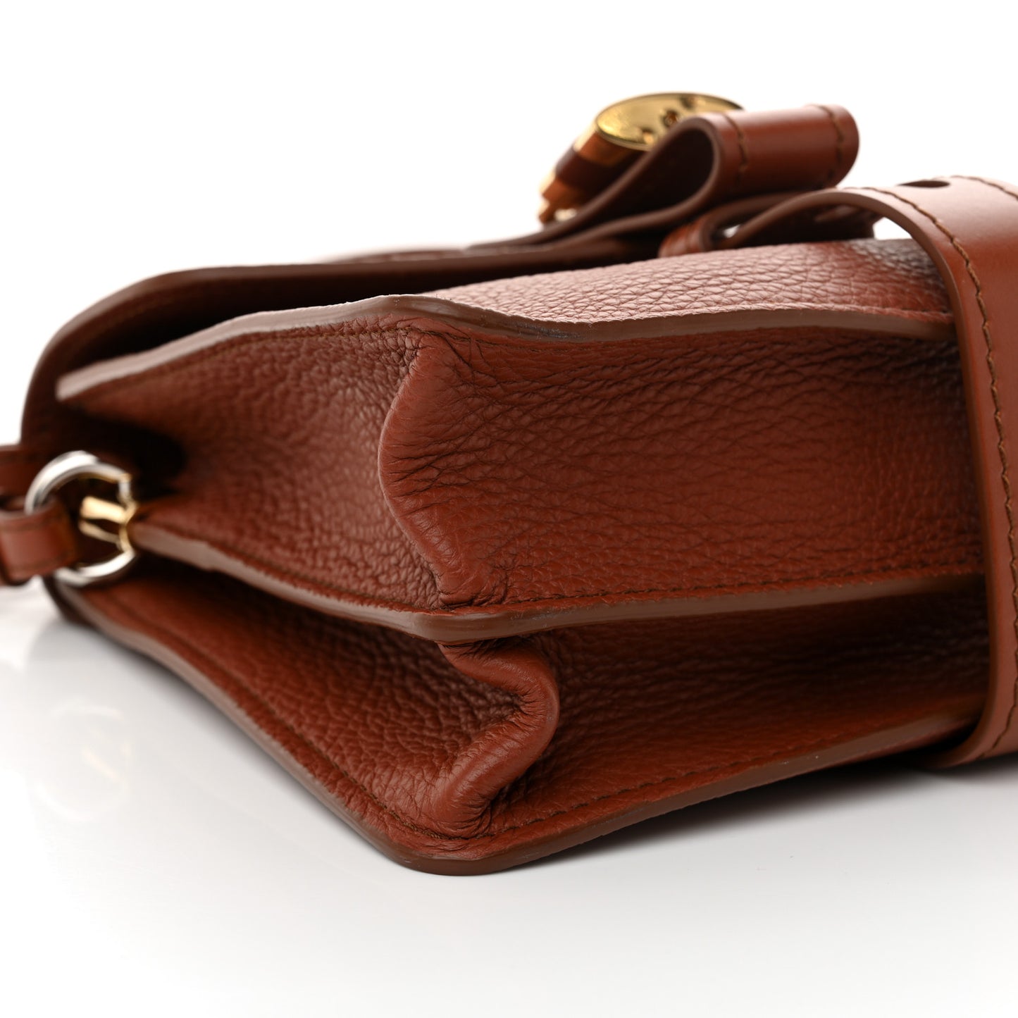 Shiny Grained Calfskin Medium Aby Day Shoulder Bag Sepia Brown