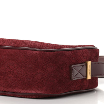 Saint Laurent Suede Monogram All Over Camera Bag Burgundy 10 of 11
