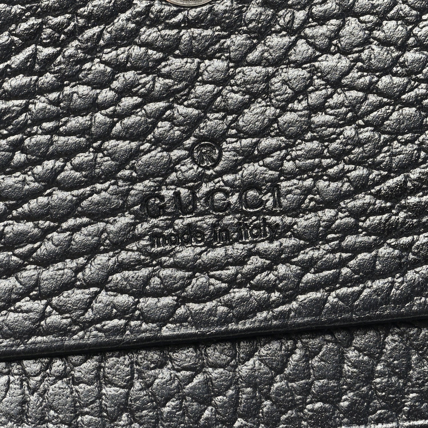 Gucci Dollar Calfskin Enamel Monochrome GG Marmont Card Case Black 6 of 7