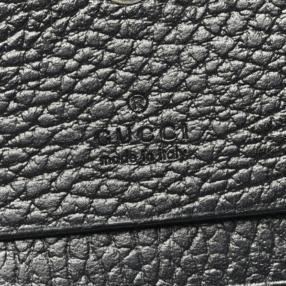 Gucci Dollar Calfskin Enamel Monochrome GG Marmont Card Case Black 6 of 7
