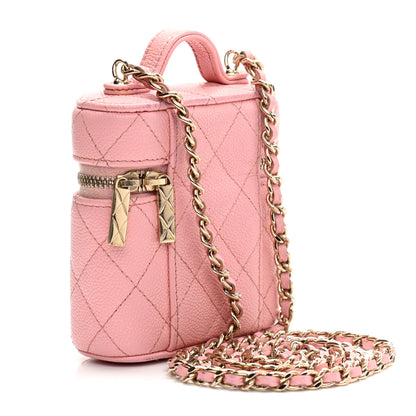 Chanel Caviar Quilted Small Handle With Care Vanity Case With Chain Pink 3 of 13
