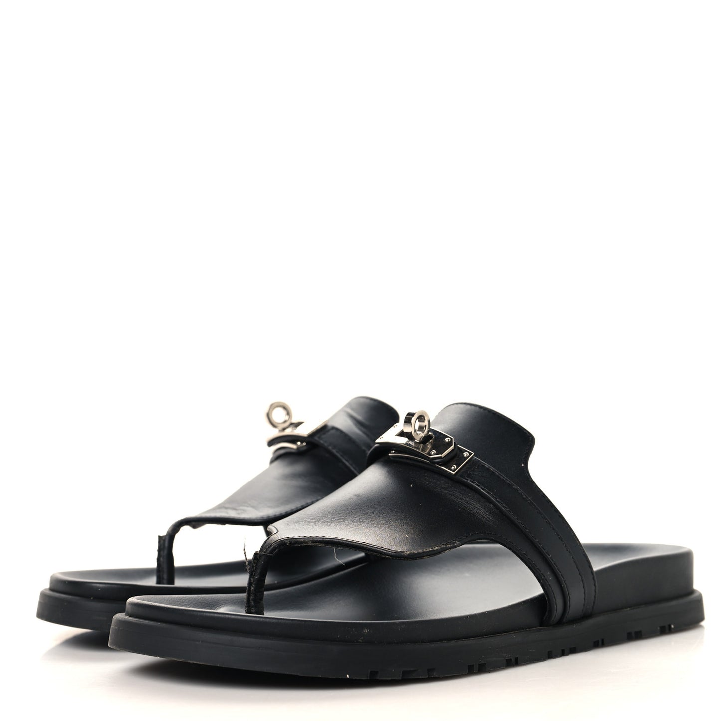Calfskin Womens Empire Sandals 37.5 Black