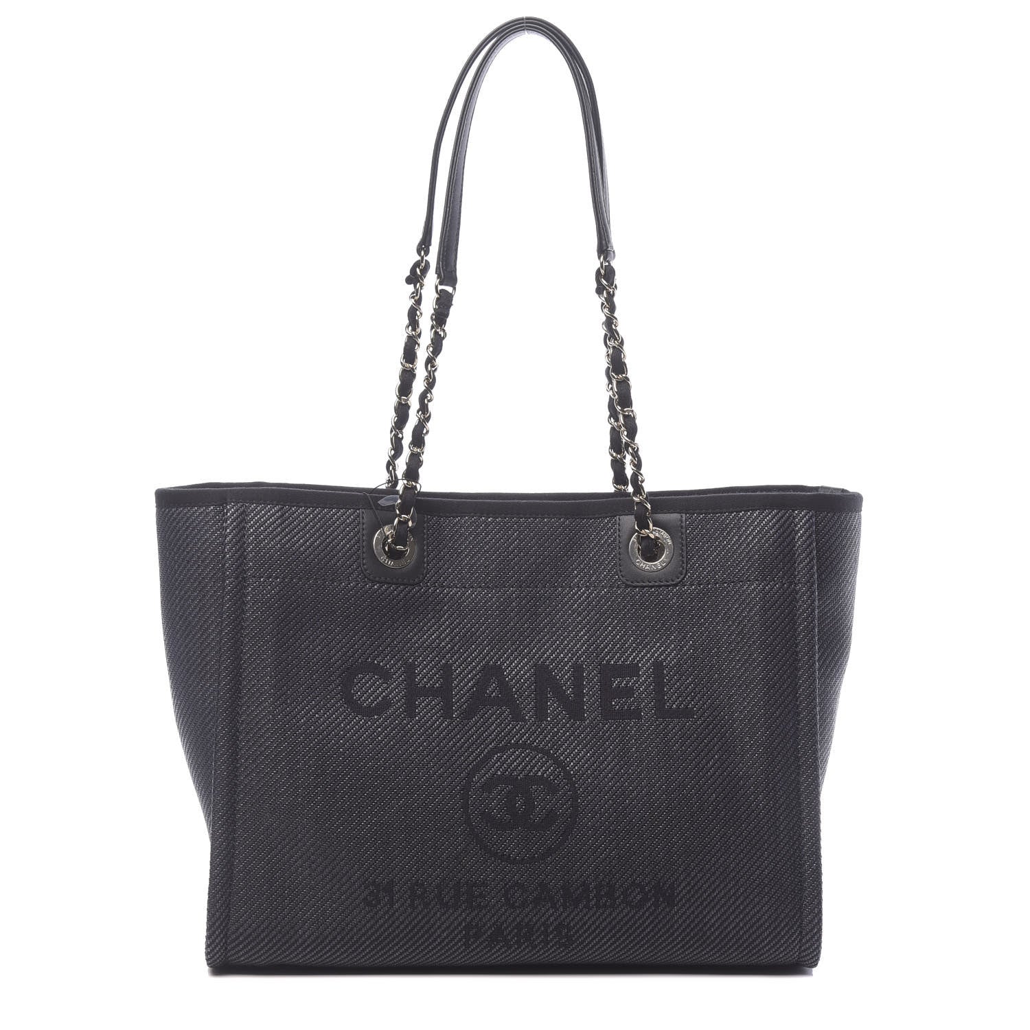 Chanel Mixed Fibers Calfskin Small Deauville Tote Black 1 of 11