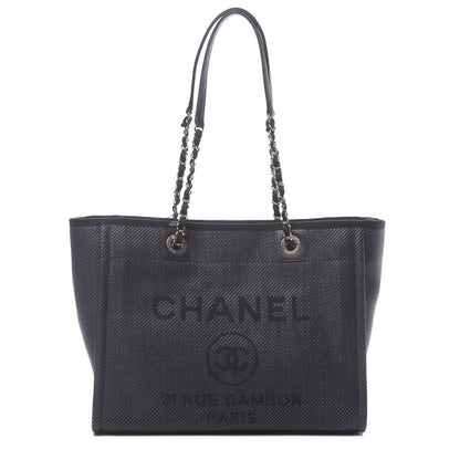 Chanel Mixed Fibers Calfskin Small Deauville Tote Black 1 of 11