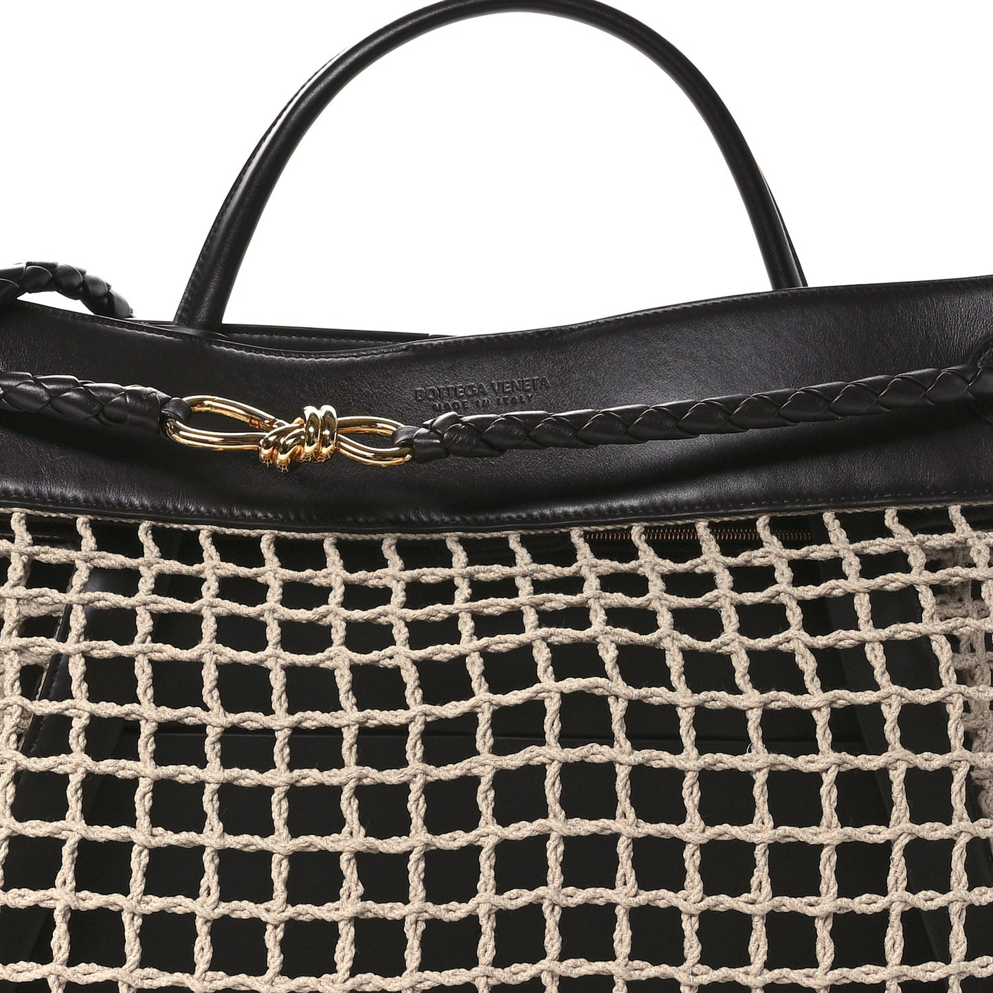 Raffia Calfskin Net Large Andiamo Shoulder Bag Fondant