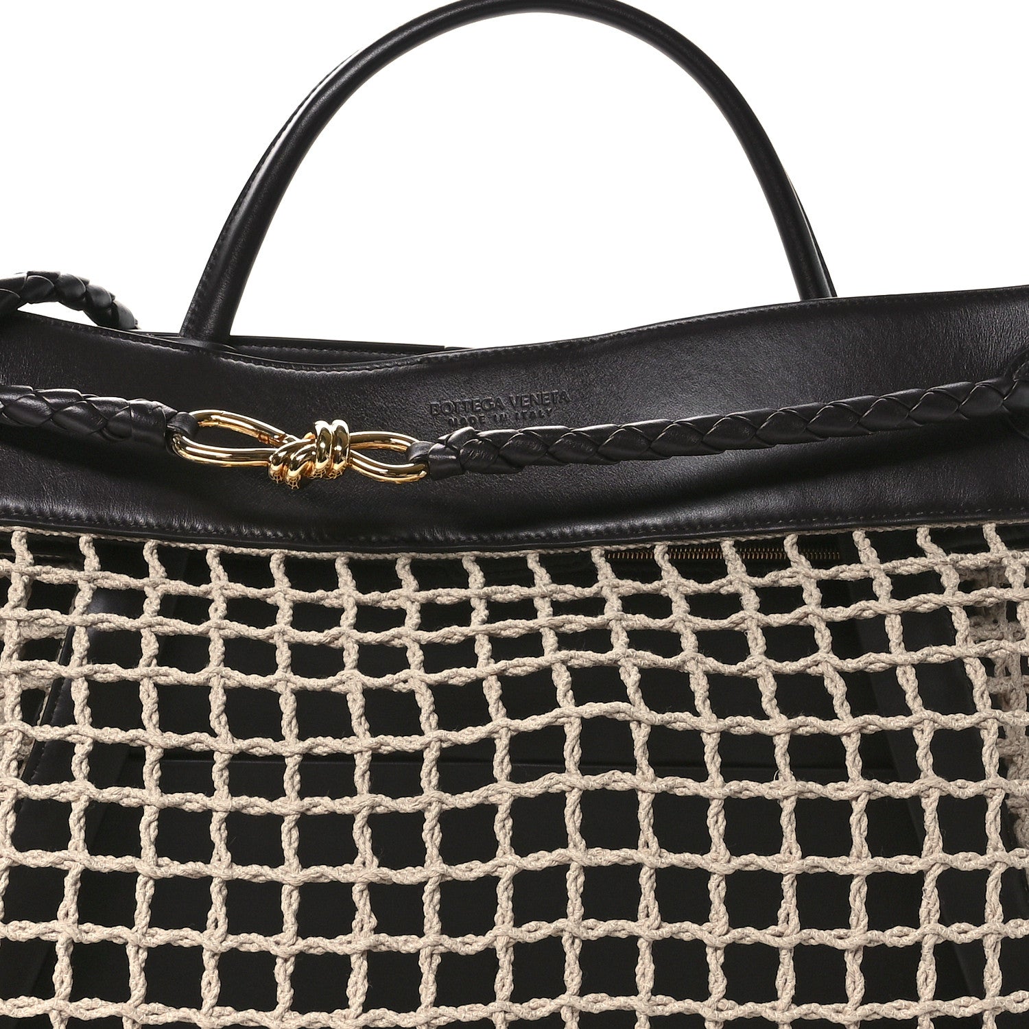Bottega Veneta Raffia Calfskin Net Large Andiamo Shoulder Bag Fondant 9 of 13