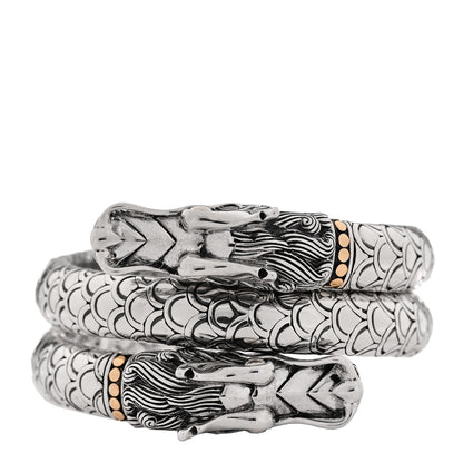 John Hardy Sterling Silver 18K Yellow Gold Naga Dragon Triple Wrap Bracelet 2 of 5