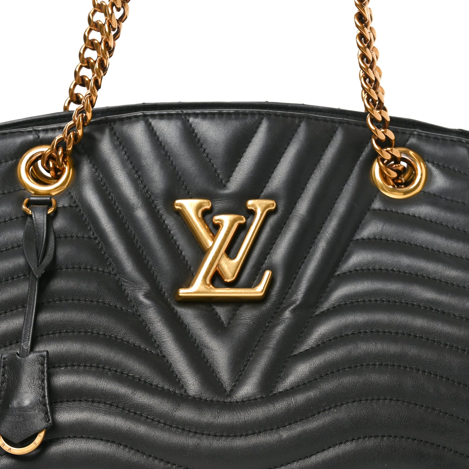 Louis Vuitton Calfskin New Wave Chain Tote Black 7 of 9