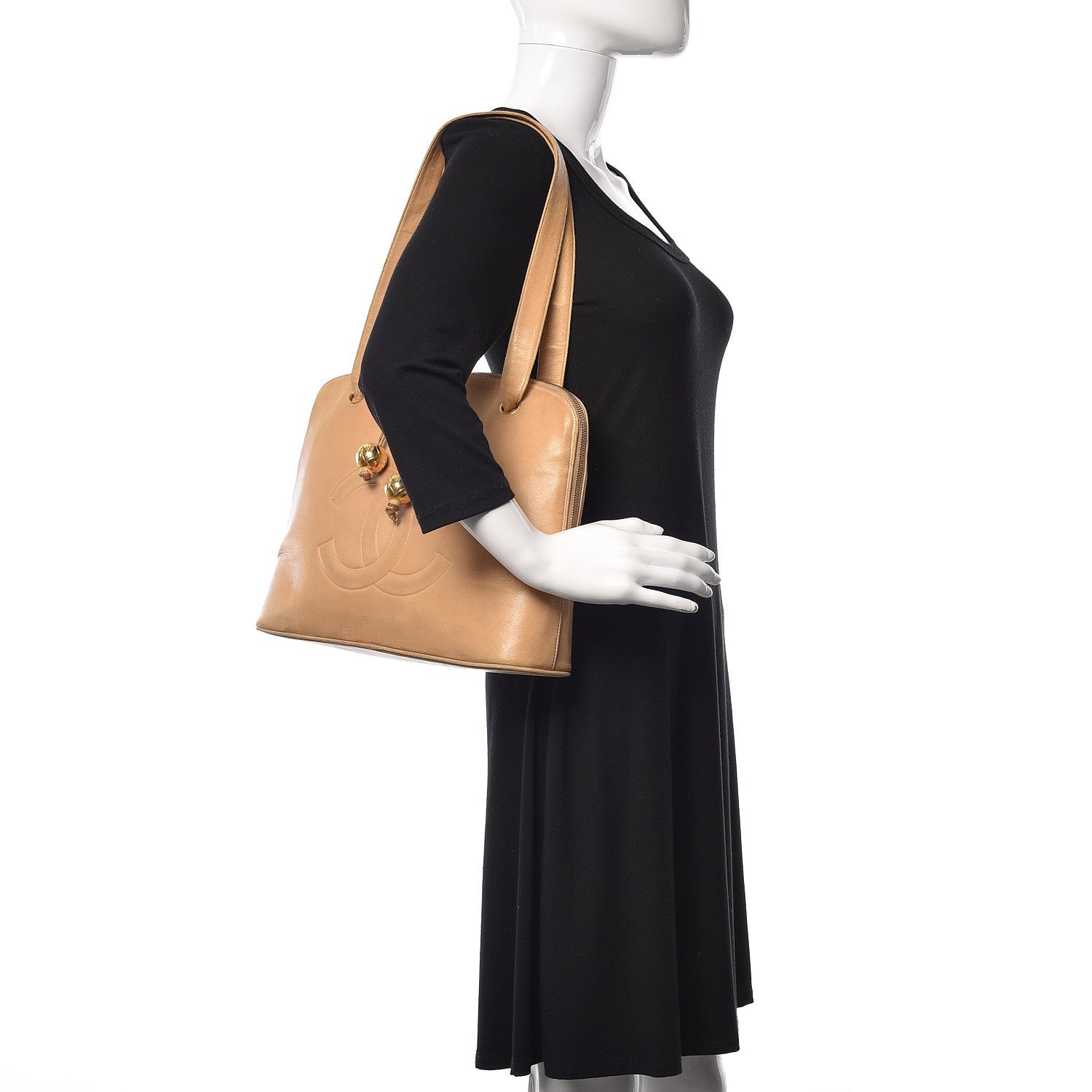 Chanel Lambskin CC Shoulder Bag Beige 2 of 12