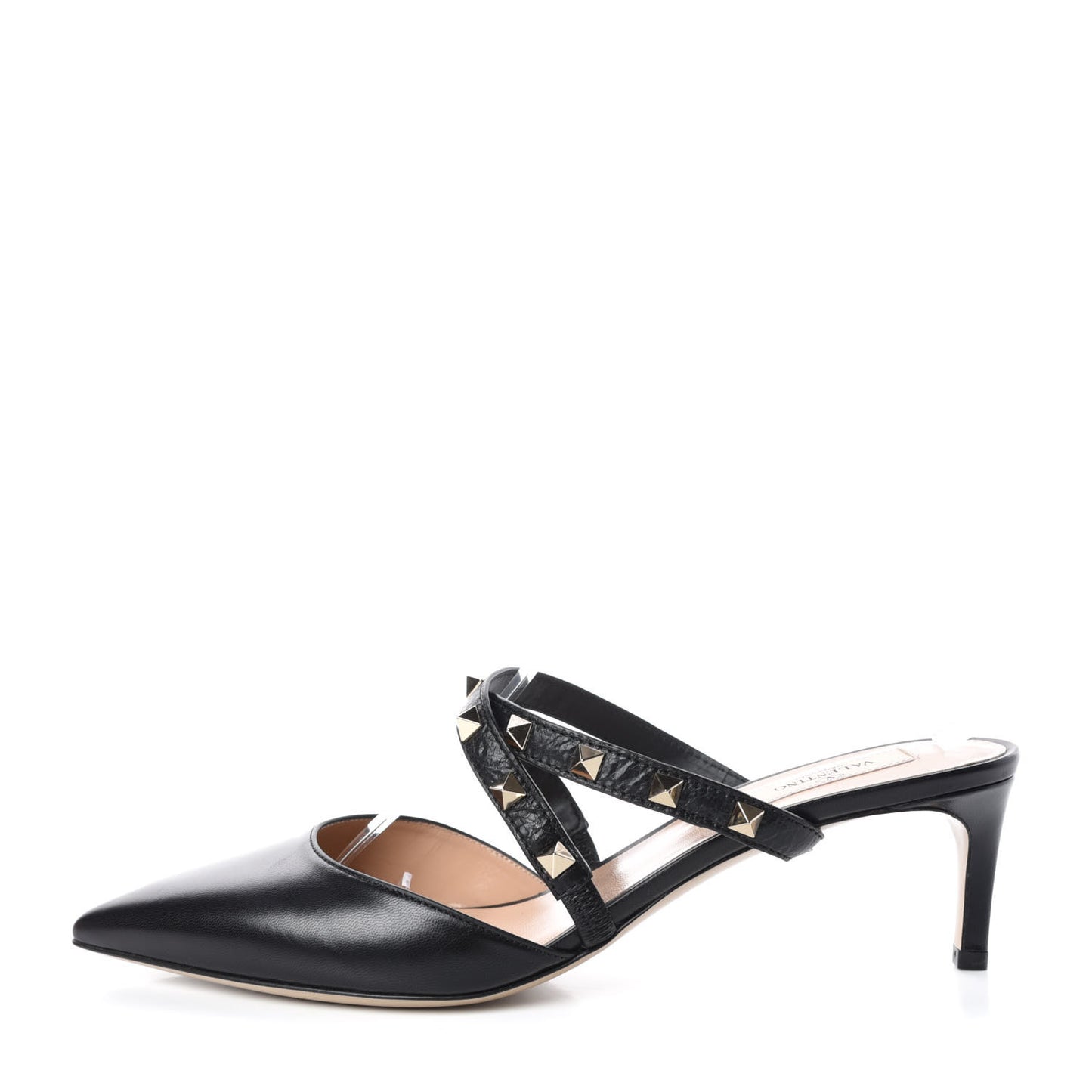 Nappa Rockstud Criss Cross 55mm Mules 39.5 Black