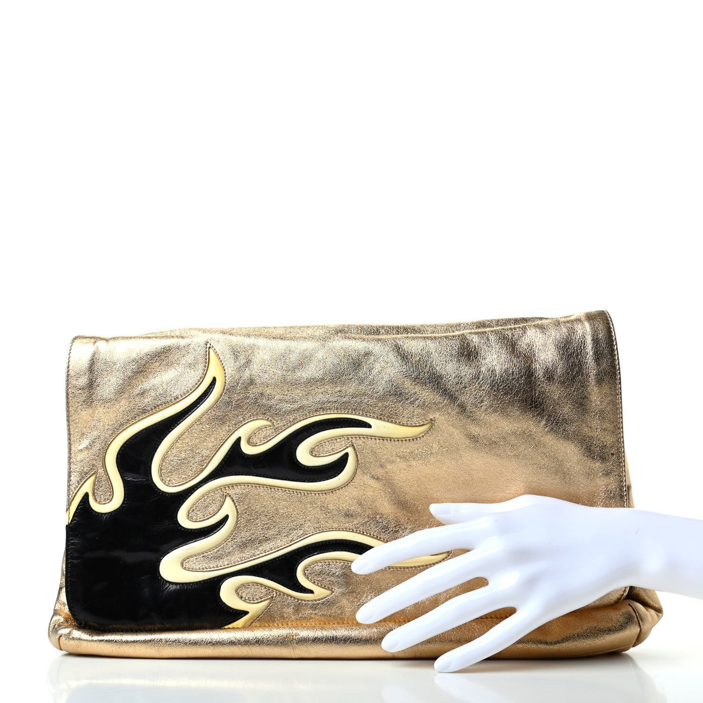 Nappa Flame Flap Clutch Platino