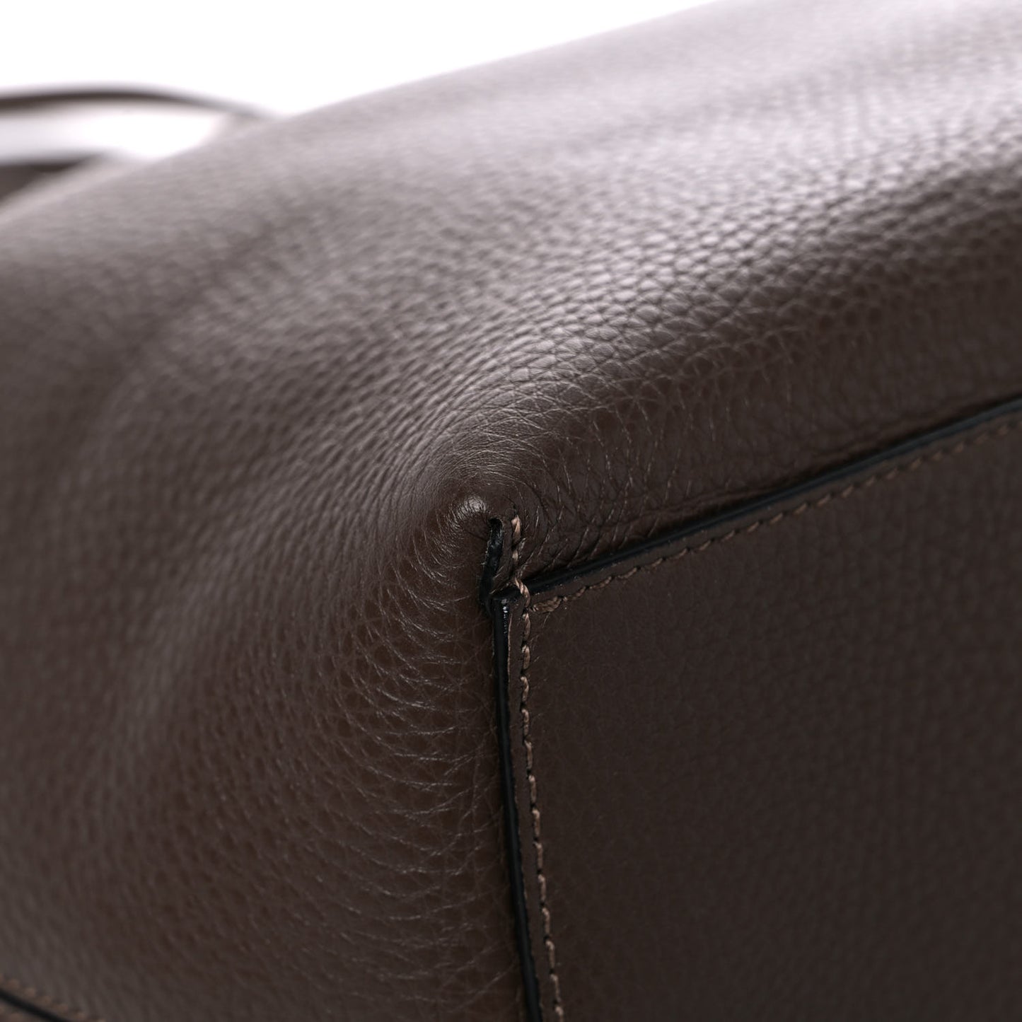Grained Calfskin Rockstud Shoulder Tote Deep Taupe
