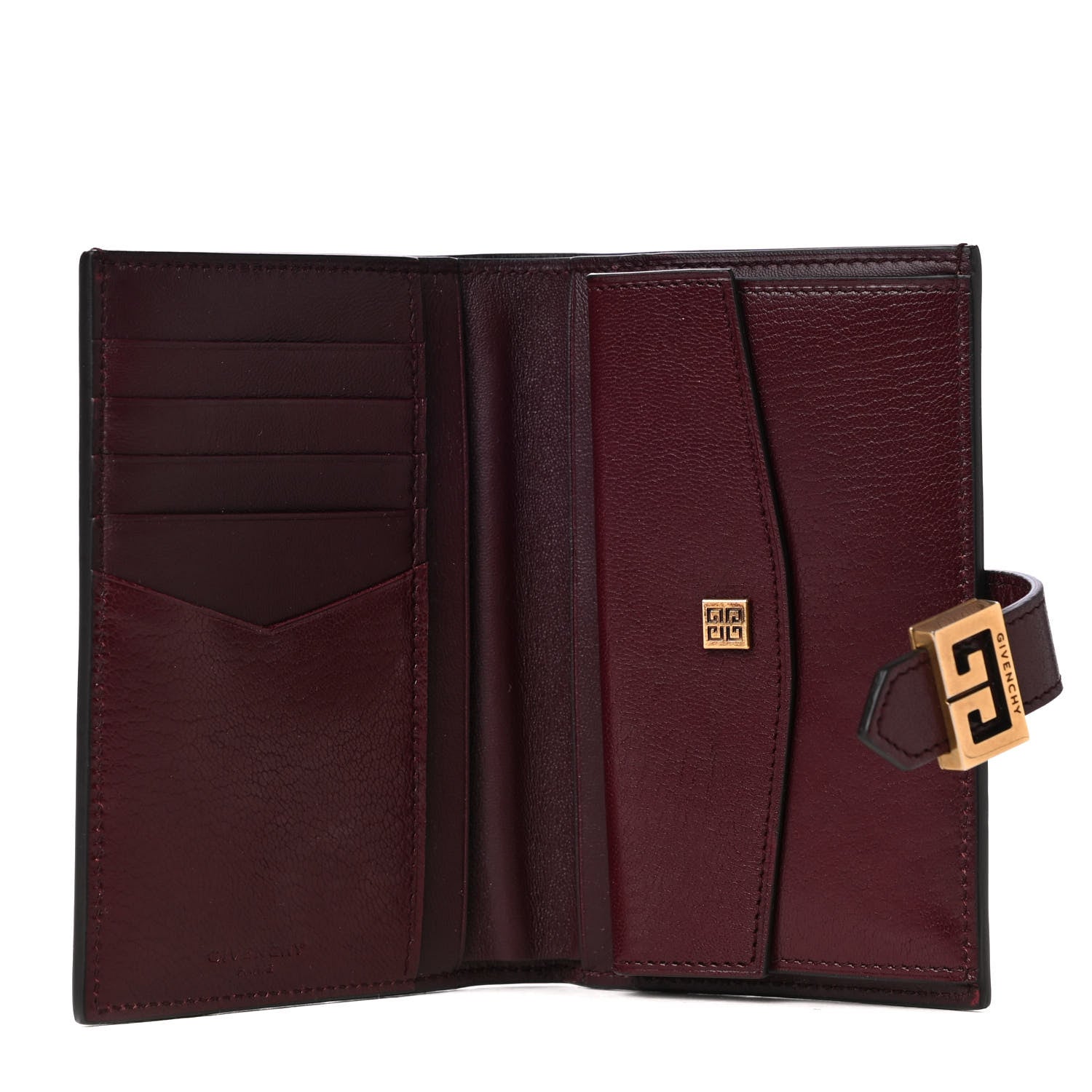 Givenchy Goatskin Diamond Quilted GV3 Medium Wallet Aubergine 4 of 4