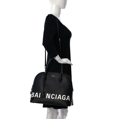 Balenciaga Signature Grained Calfskin Logo M Ville Top Handle Bag Black 2 of 10