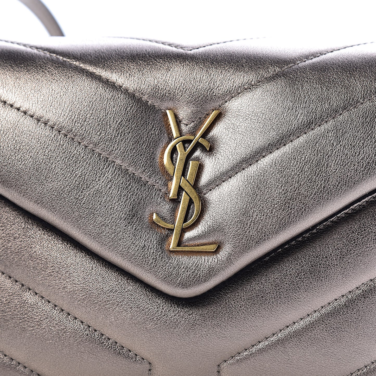 Metallic Calfskin Y Quilted Monogram Toy Loulou Crossbody Bag Piombo
