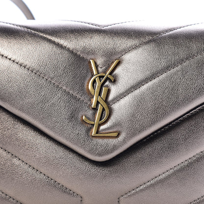 Saint Laurent Metallic Calfskin Y Quilted Monogram Toy Loulou Crossbody Bag Piombo 10 of 11