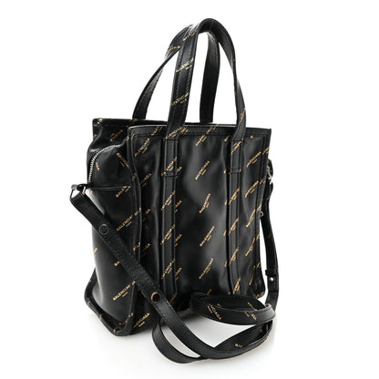 Balenciaga Calfskin Allover Logo XS Bazar Shopper Tote Black Gold 3 of 12