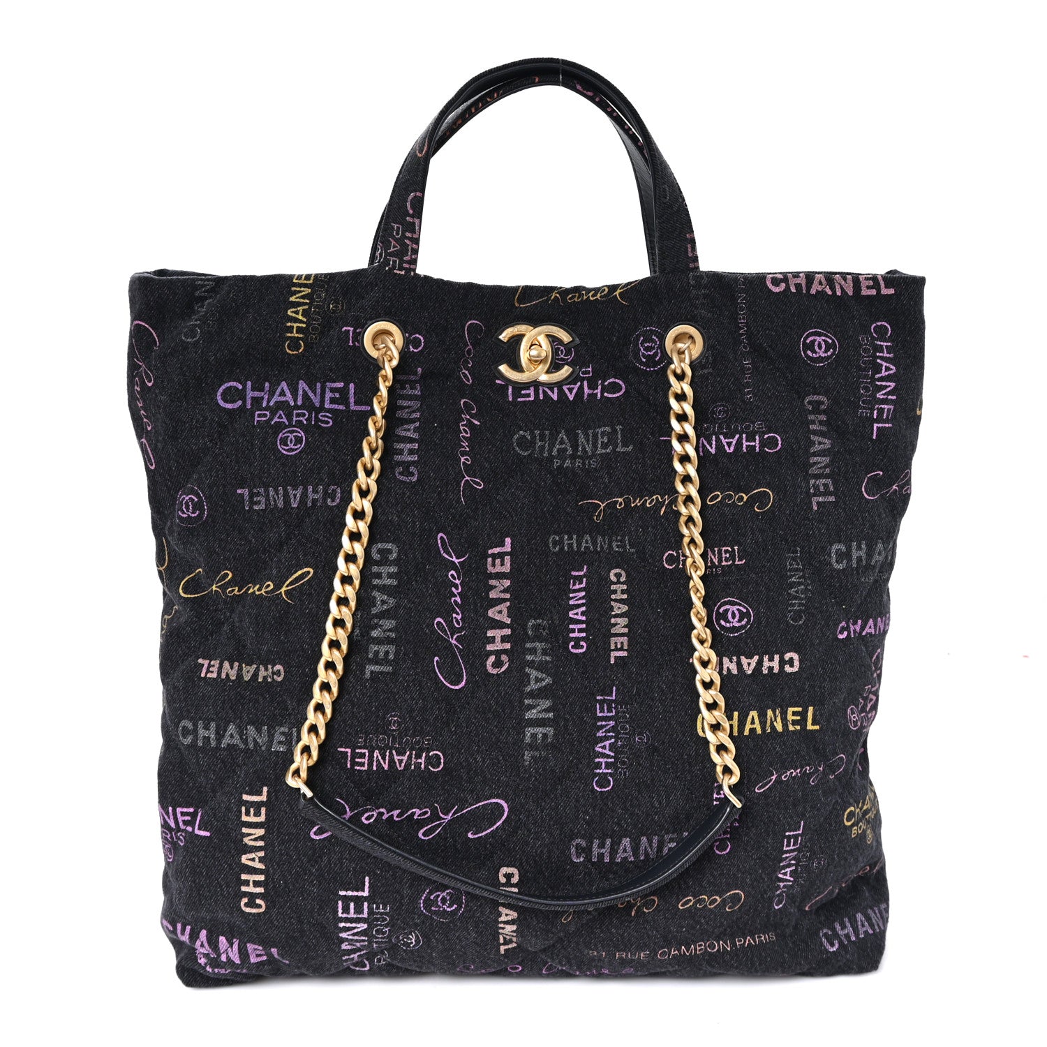 Chanel Denim Quilted Denim Mood Maxi Shopping Bag Black Multicolor 1 of 10