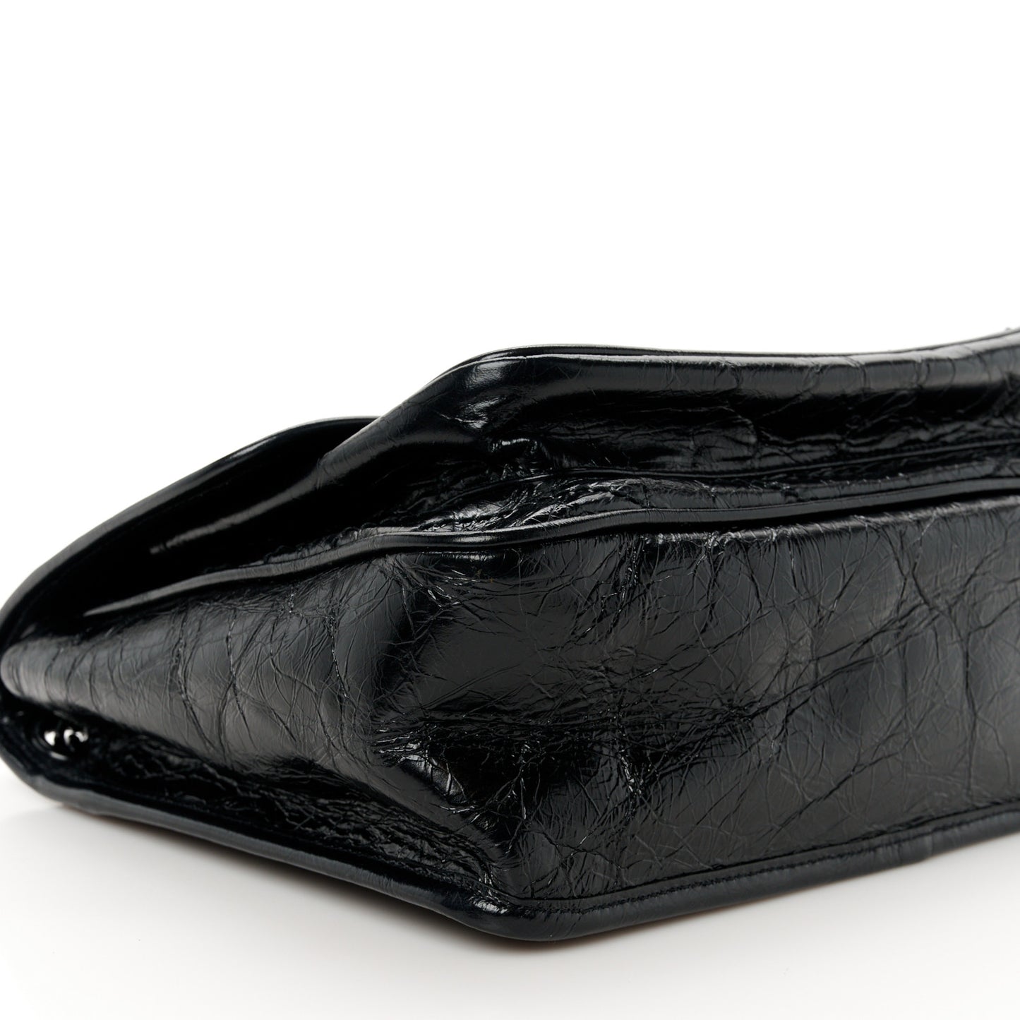 Crinkled Calfskin Matelasse Monogram Medium Niki Chain Satchel Black