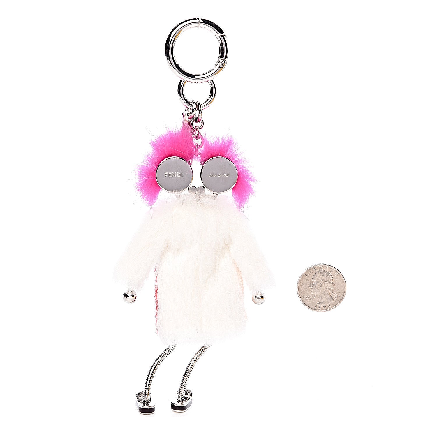 Fendi Rabbit Mink Fox Fur F is Fendi Teen Witch Bag Charm White Multicolor 2 of 3