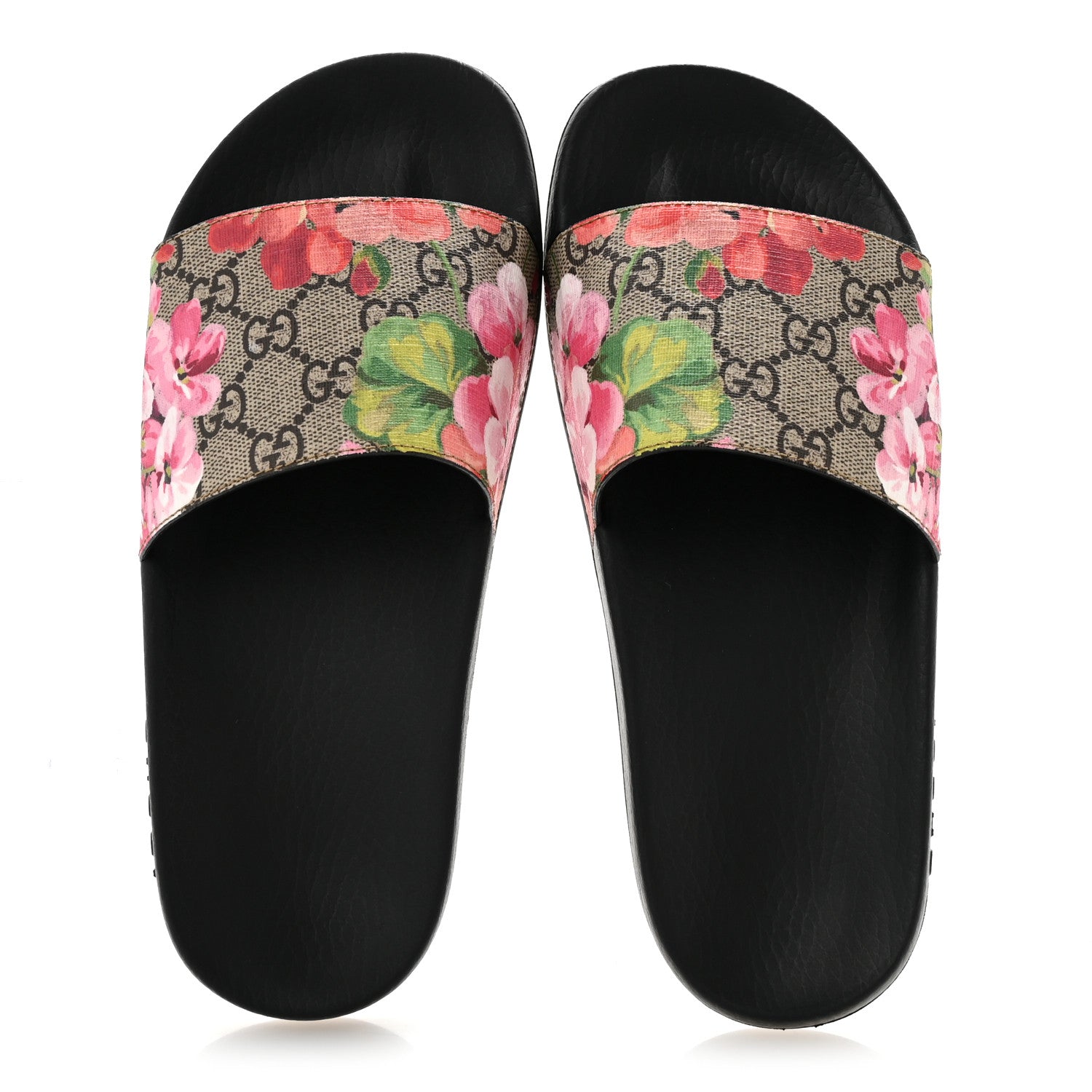 Gucci GG Supreme Monogram Blooms Slide Sandals 37 Beige Multicolor 2 of 11