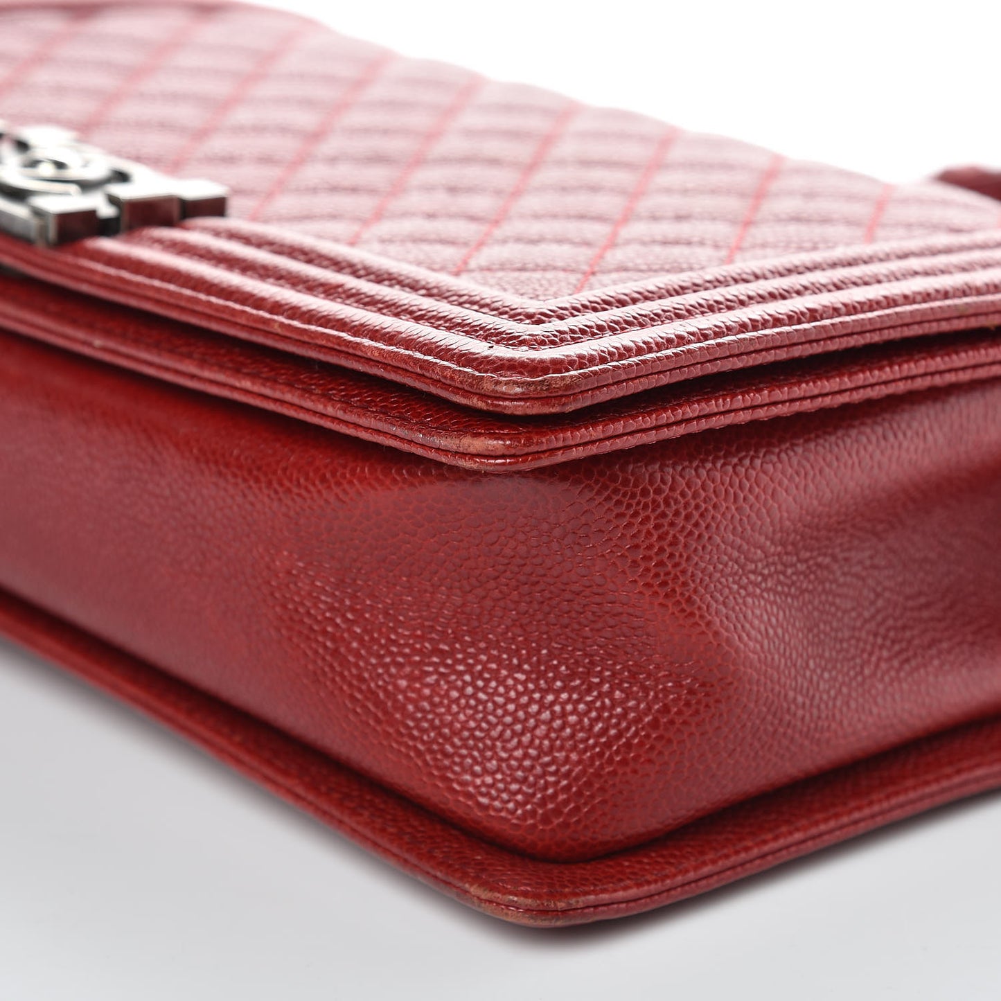 Caviar Quilted New Medium Boy Flap Dark Red