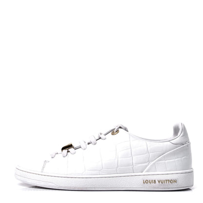 Louis Vuitton Calfskin Crocodile Embossed Frontrow Sneakers 38 White 1 of 6