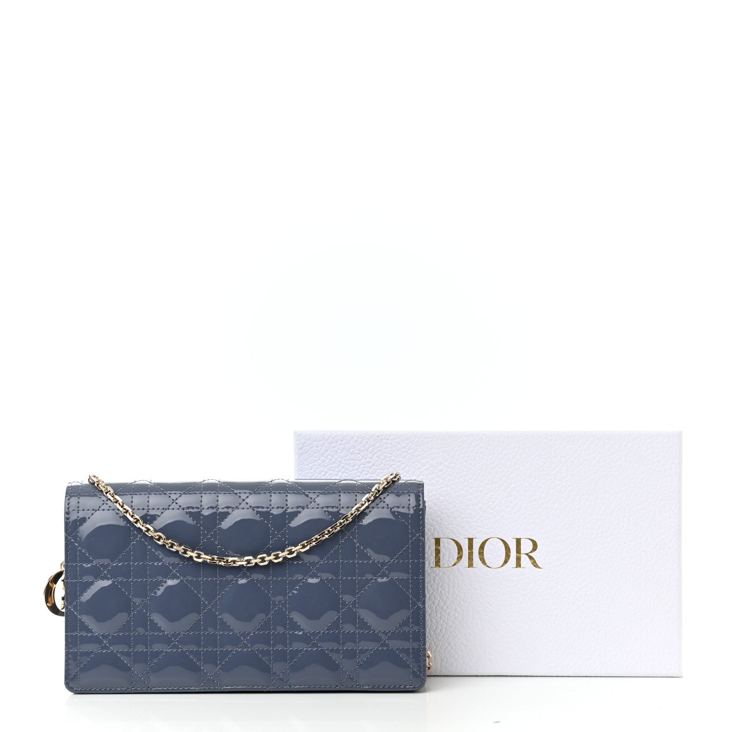 Christian Dior Patent Cannage Lady Dior Convertible Clutch Cloud Blue 12 of 12