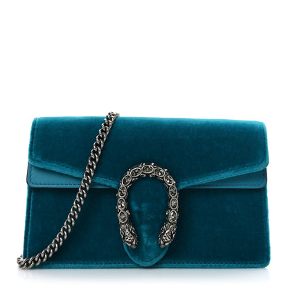 Gucci Velvet Super Mini Dionysus Shoulder Bag Pavone Cyan 1 of 8