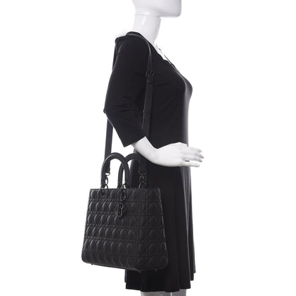 Christian Dior Ultra Matte Calfskin Cannage Large Lady Dior Black 2 of 10