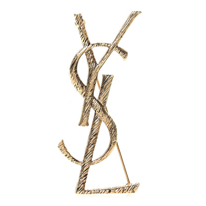 Saint Laurent Brass Cassandre Opyum YSL Twisted Brooch Gold 1 of 4