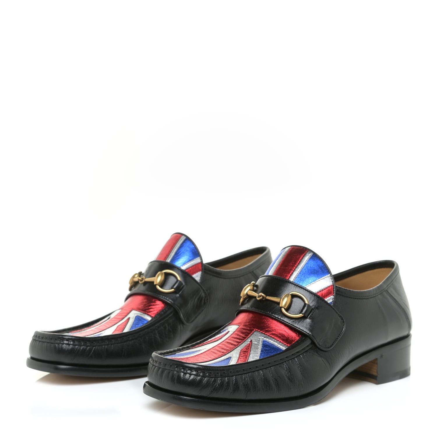 Gucci Lambskin Mens Union Jack Horsebit Loafer 9 Black 3 of 12