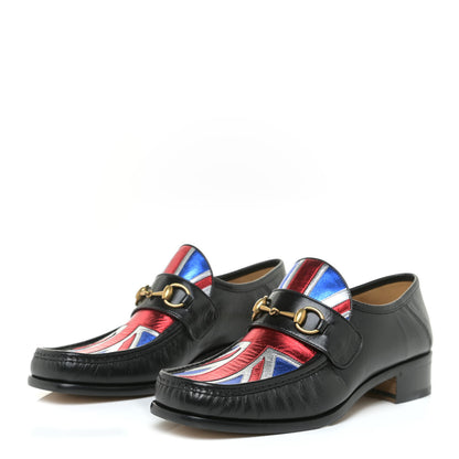 Gucci Lambskin Mens Union Jack Horsebit Loafer 9 Black 3 of 12