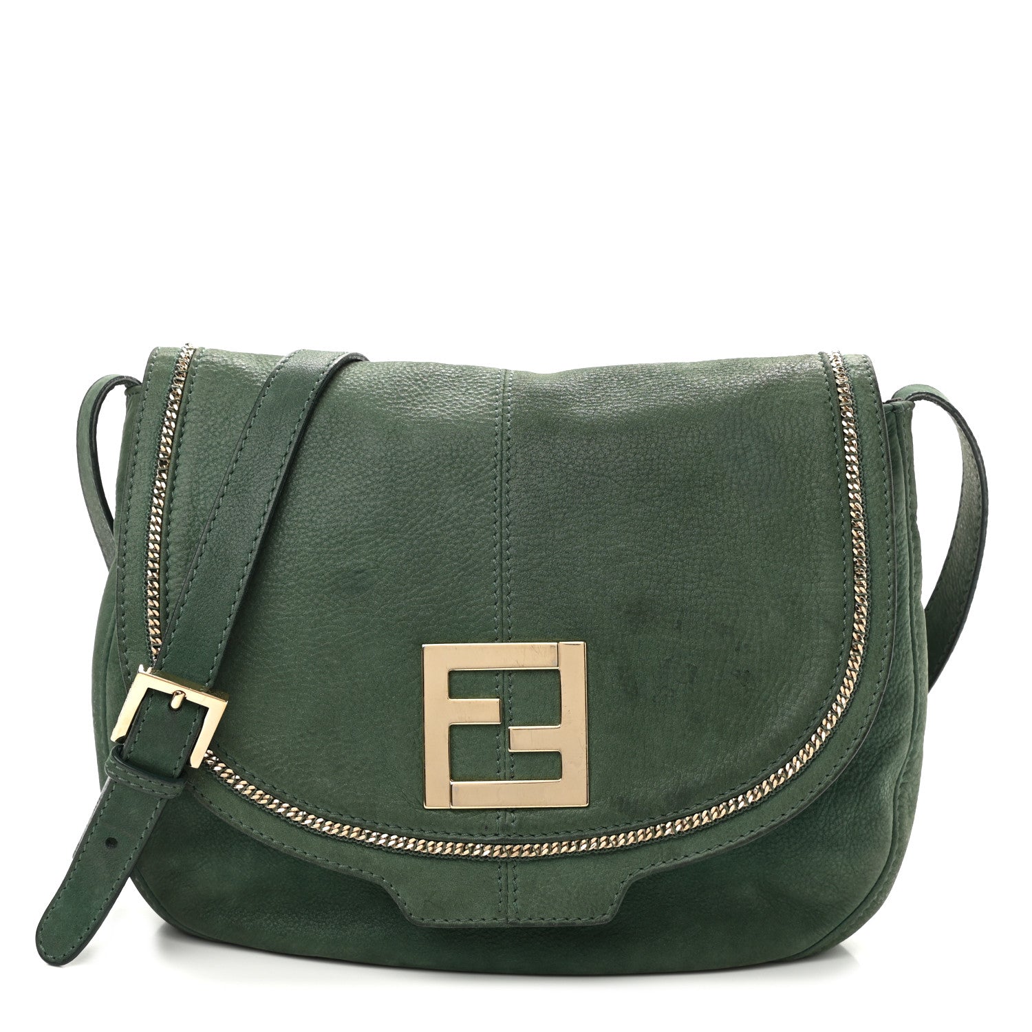Fendi Metallic Calfskin Crossbody Green 1 of 14