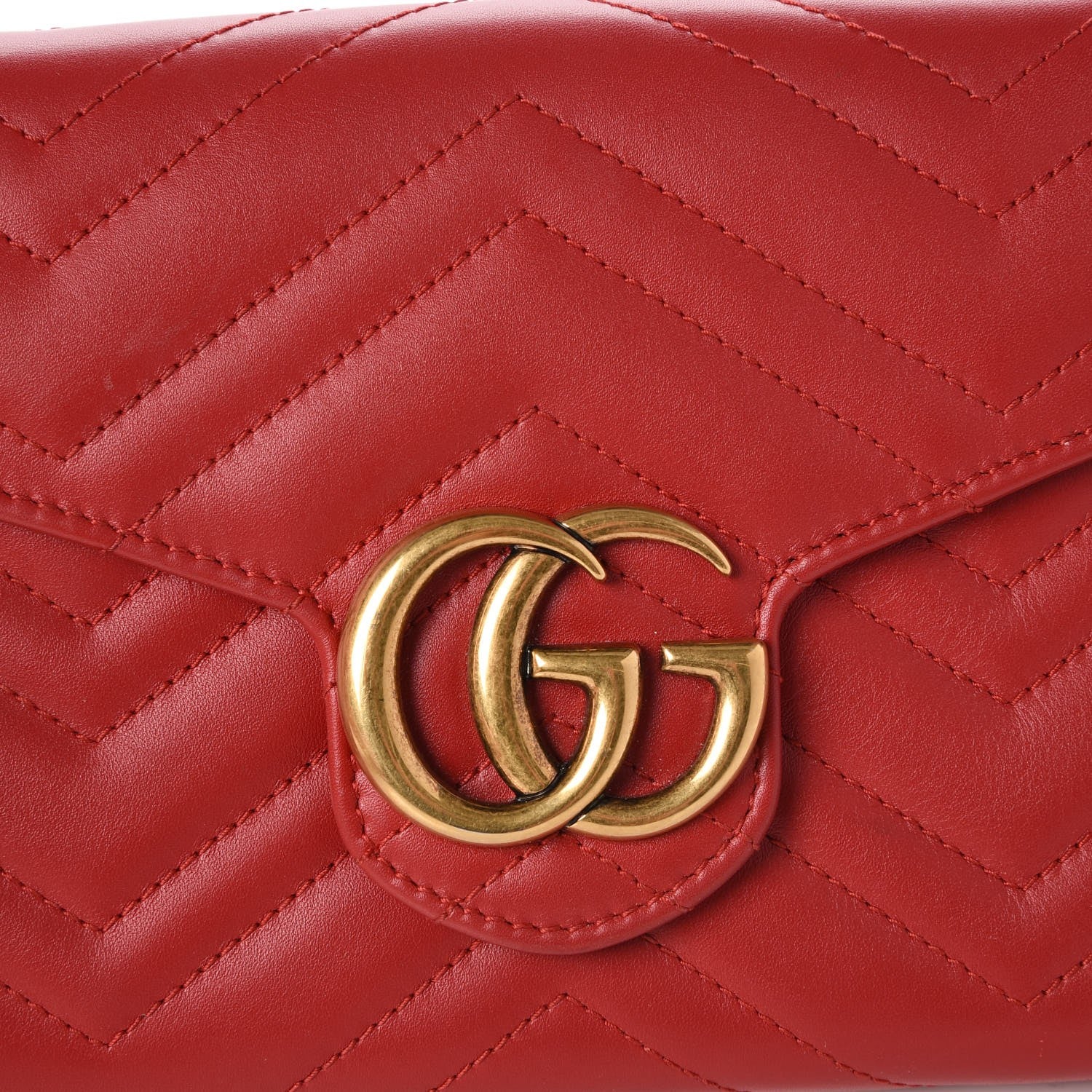 Gucci Calfskin Matelasse GG Marmont Chain Wallet Hibiscus Red 10 of 10