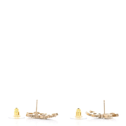 Chanel Crystal Double CC Earrings Gold Black 4 of 5