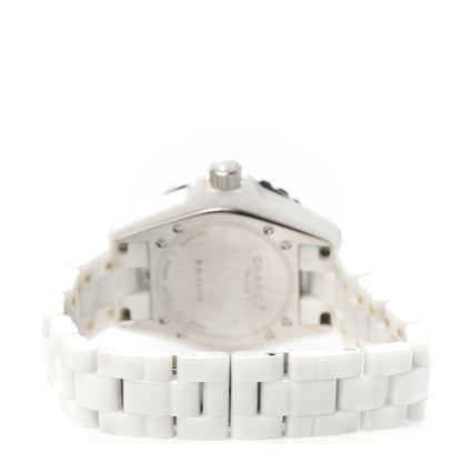 Chanel Stainless Steel Ceramic Diamond 33mm J12 Quartz Watch White 3 of 4