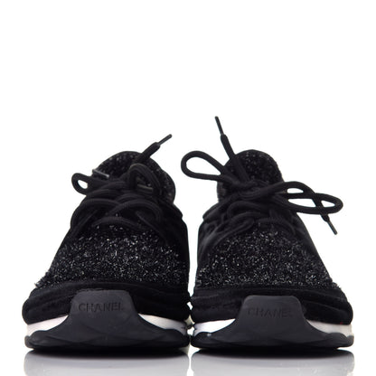Chanel Stretched Fabric Velvet CC Womens Sneakers 38.5 Black 2 of 7