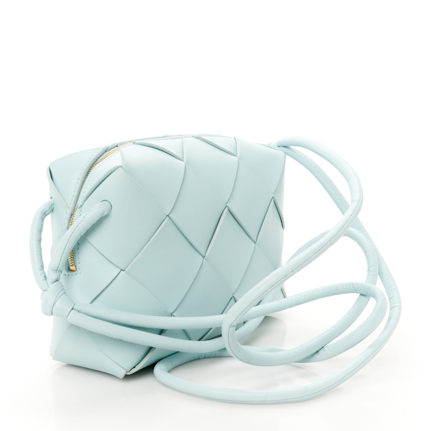 Bottega Veneta Lambskin Maxi Intrecciato Small Cassette Camera Bag Teal Washed 4 of 17