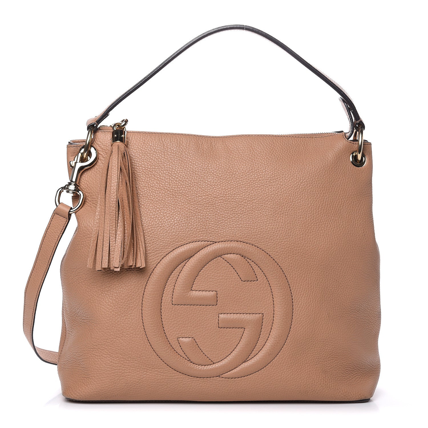 Gucci Pebbled Calfskin Large Soho Hobo Camelia 1 of 21