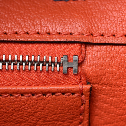 Hermes Togo Birkin Verso 30 Bleu Nuit Orange Poppy 20 of 34