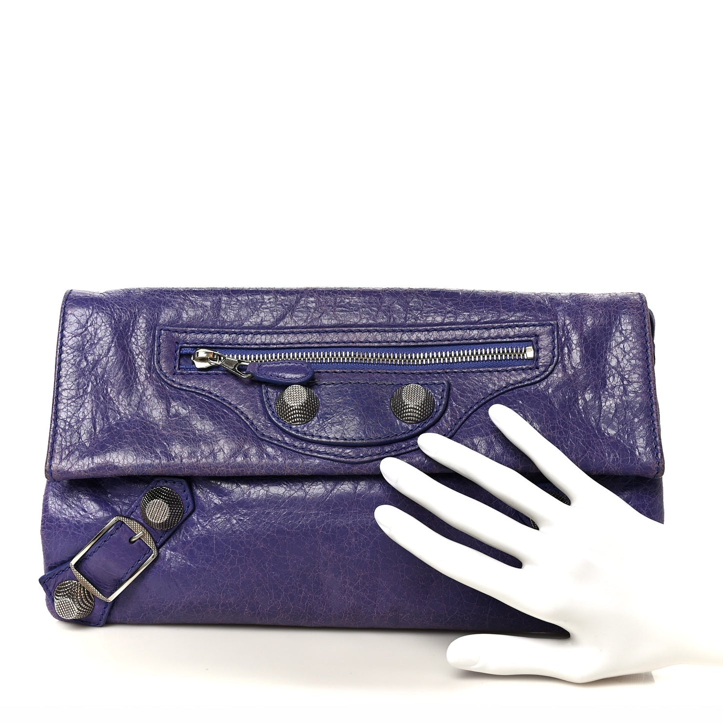 Agneau Giant 21 Rose Gold Hardware Envelope Clutch Bleu Lavande