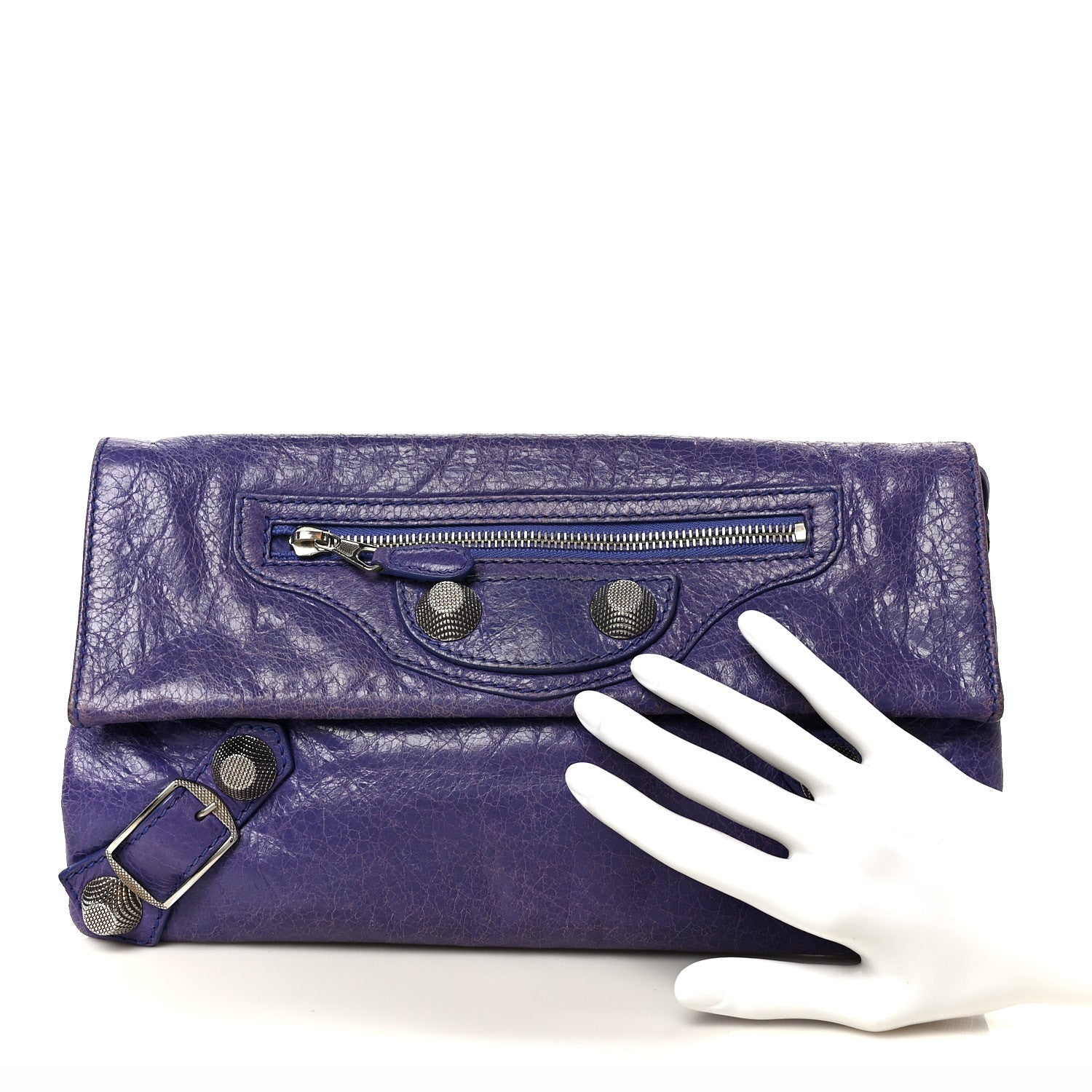 Balenciaga Agneau Giant 21 Rose Gold Hardware Envelope Clutch Bleu Lavande 2 of 11