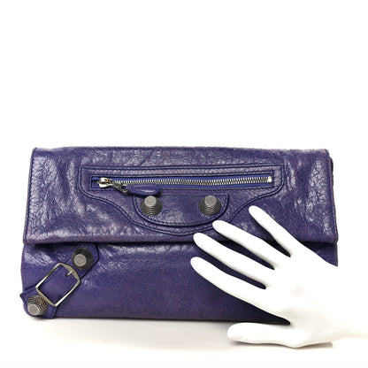 Balenciaga Agneau Giant 21 Rose Gold Hardware Envelope Clutch Bleu Lavande 2 of 11