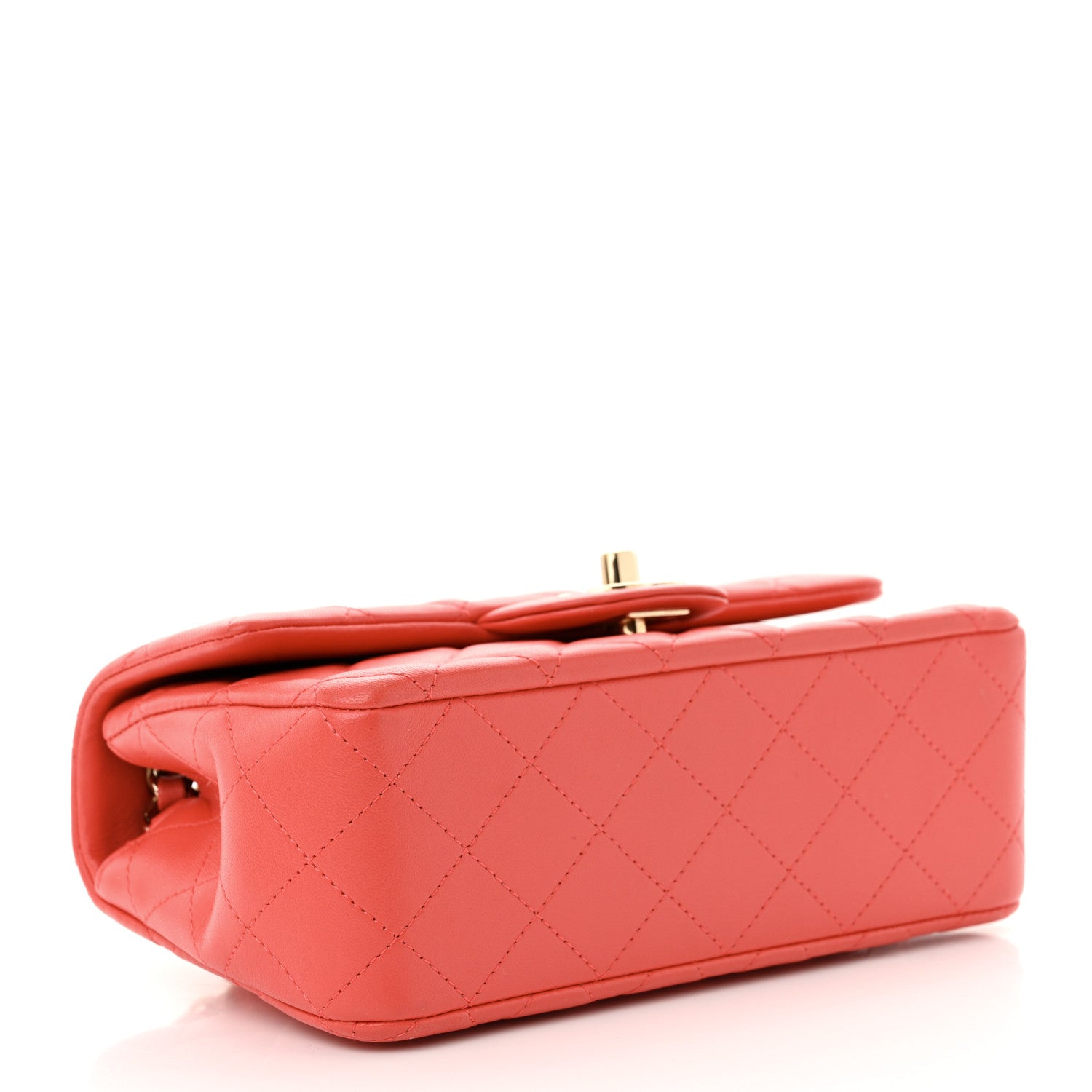Chanel Lambskin Quilted Mini Rectangular Flap Coral 4 of 10