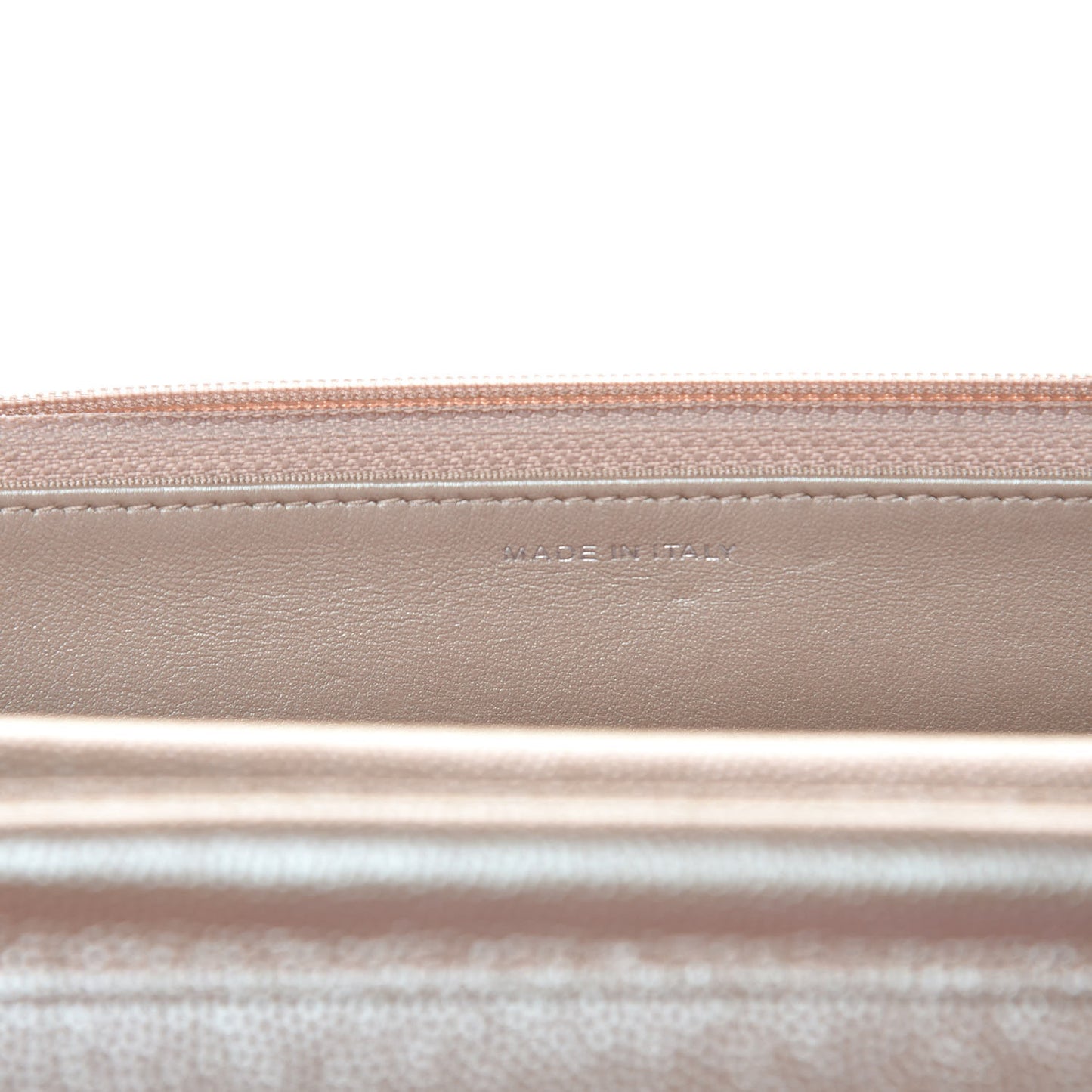 Metallic Caviar Chevron Quilted Wallet On Chain WOC Light Gold