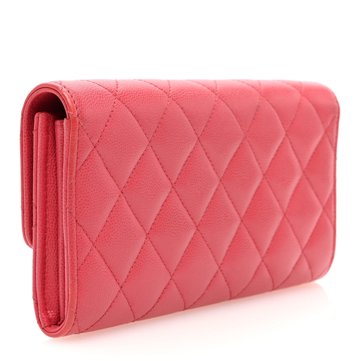 Chanel Caviar Quilted Large Gusset Flap Wallet Pink 3 of 7