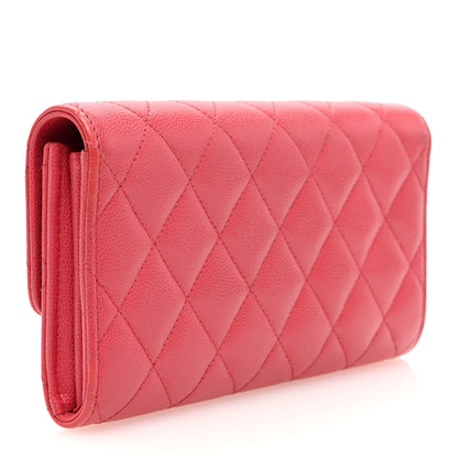 Chanel Caviar Quilted Large Gusset Flap Wallet Pink 3 of 7